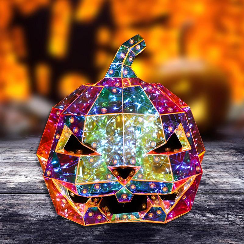 Iridescent Pumpkin Light Prismatic Pumpkin Figurines Night Light Pumpkin Decorations Night Light Halloween Party Decoration LED