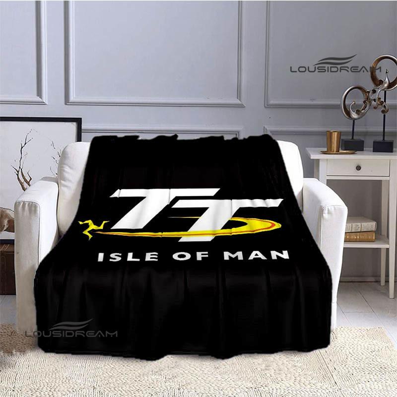Motorcycle Isle of Man Tt Printed Blankets Flannel Warm Blanket Soft Cozy Blanket Travel Blankets Bed Linings Birthday Gift