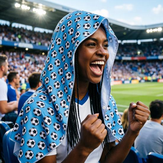 Football Print Cooling Hoodie Towel Sun Protection Ice Towel Summer Quick Dry Breathable Sports Party Head Wrap Shawl