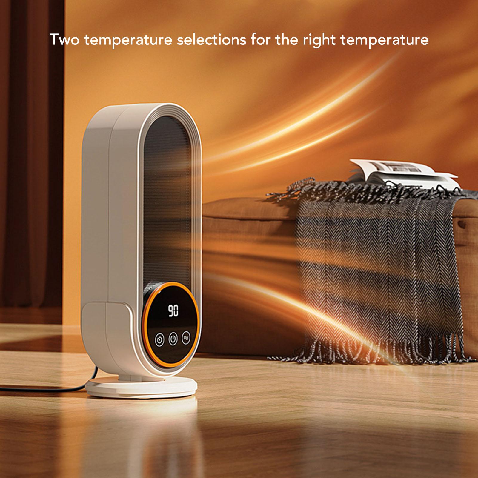 Electric Space Heater 1200W Tip Over Protection Fast PTC Ceramic Heating Temperature Adjustable with Timer Desktop Heater
