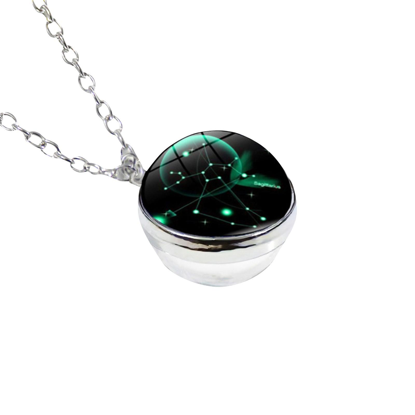 

Starrys 12 Constellation Glass Ball Time Gemstone Patch Pendant Necklace Sweater Chain One Size