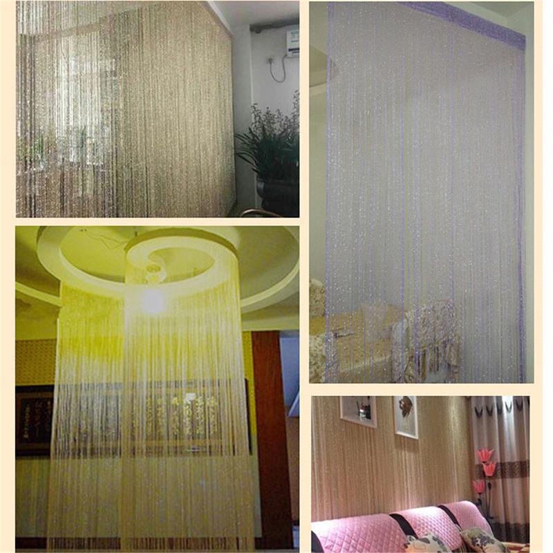 Glitter Door String Curtain Silver Ribbon Shiny Tassel Flash Line Curtain Valance for Window Room Home Decoration