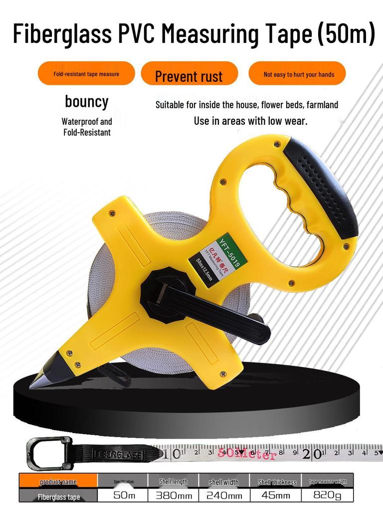 Large Measuring Tape Set: 50m, 30m Steel Tapes and 100m Cloth Tape for Construction, Engineering and Handheld Measurements.