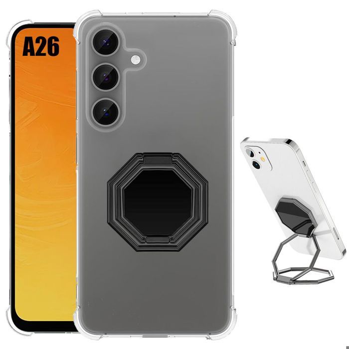 Coque de protection - BOOLING - pour Samsung Galaxy A26 5G - Silicone Transparent - Antichoc - Support Ajustable