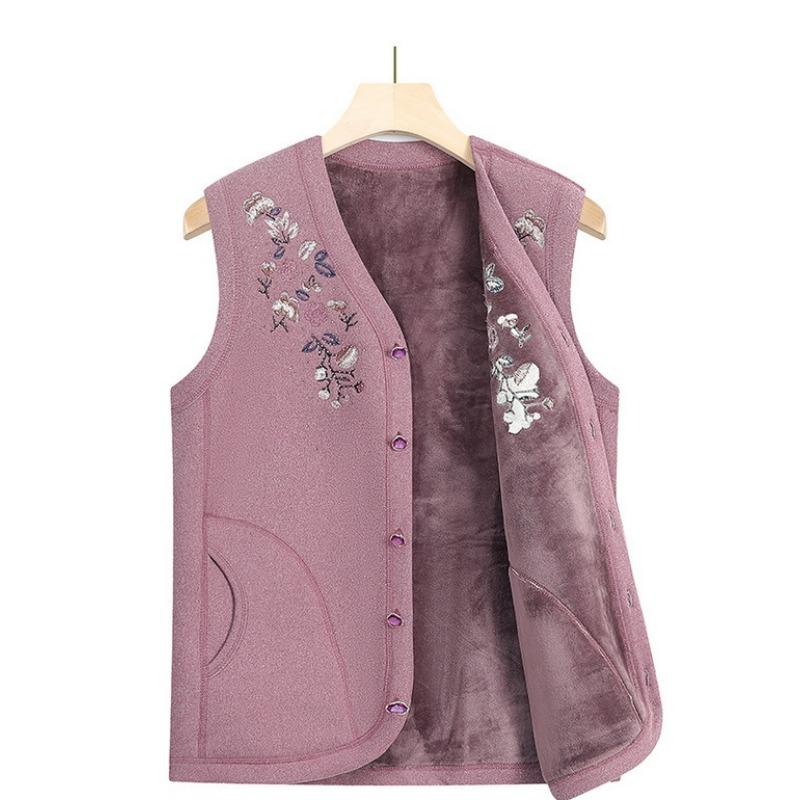 Elderly Vest Women's Autumn and Winter Vest Outer Wear Thickened Velvet Vest Jacket for the Elderly