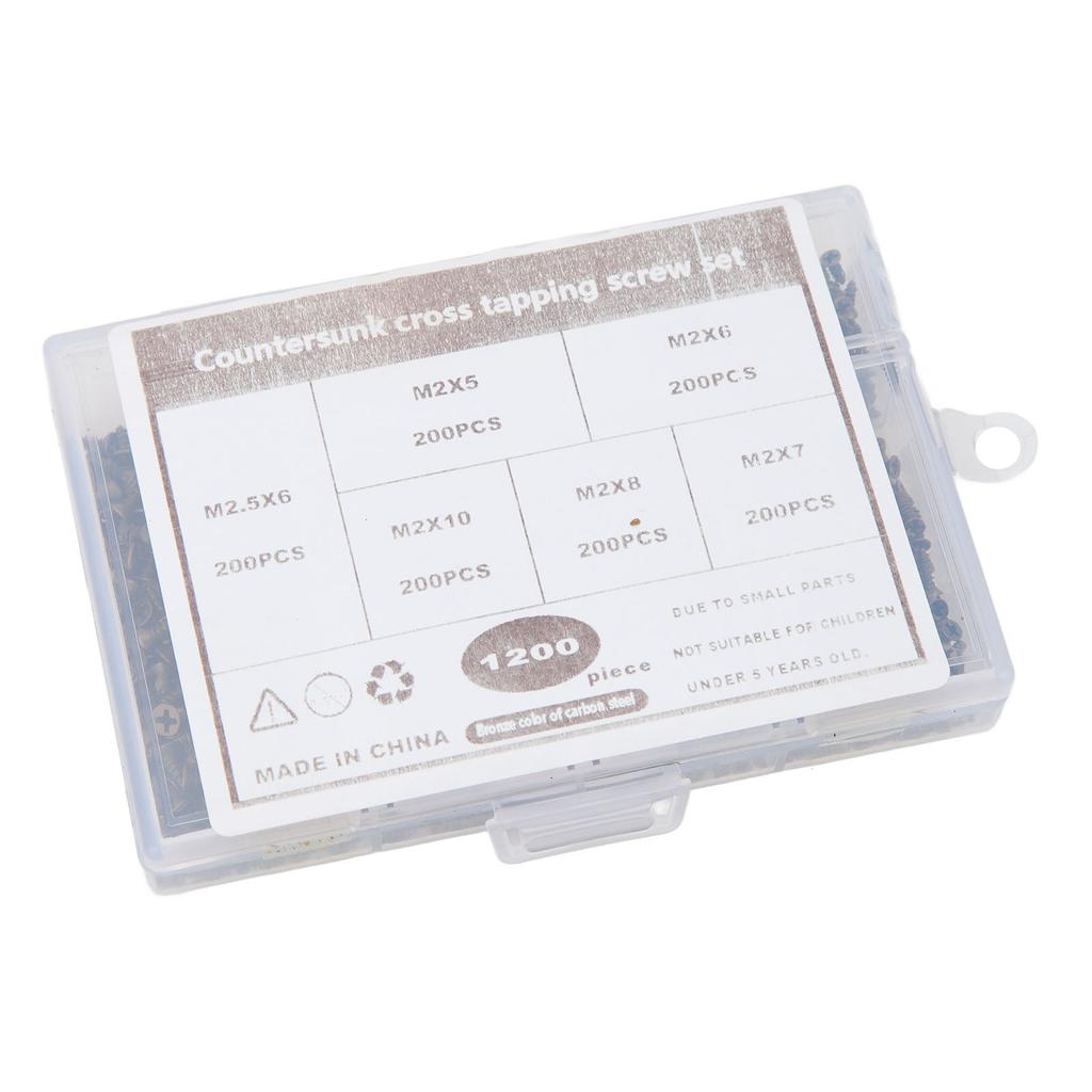 1200 Stück M2 M2.5 Senkkopf Kreuzschlitz Selbstschneidende Schrauben Set Miniatur Befestigungsschraube für Holzbearbeitung