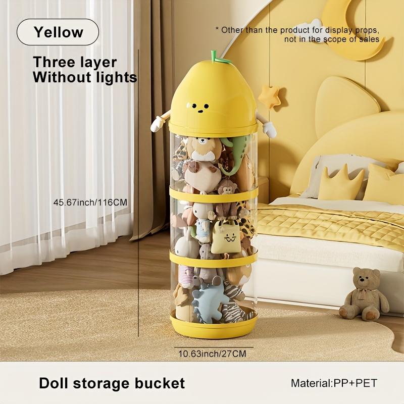 Plush Toy Storage Organizer,Stackable Transparent Cylindrical Containers with Lids, Large Capacity for Dolls,Muppets,Playroom Organizer,Playful Design