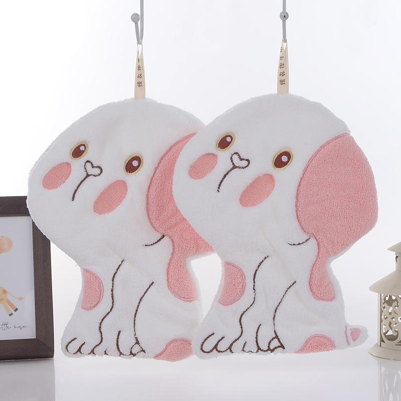 Coral fleece hanging hand towel cartoon shape absorbent cute hanging towel kitchen bathroom hand towel