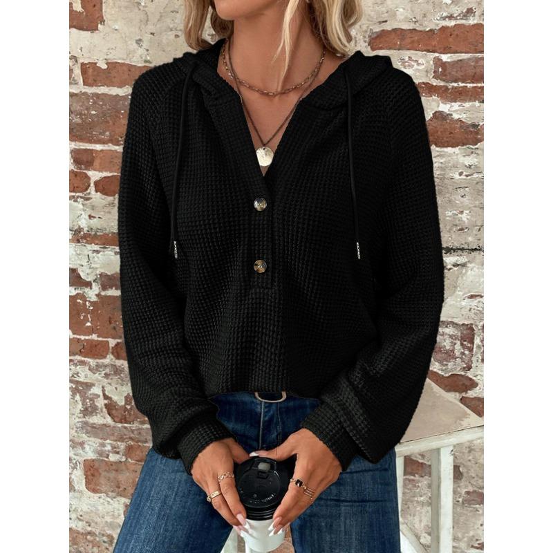 YYFS Dámská móda Ležérní Jaro Podzim Jednobarevný Potisk Dlouhý Rukáv S Kapucí Halenky & Košile