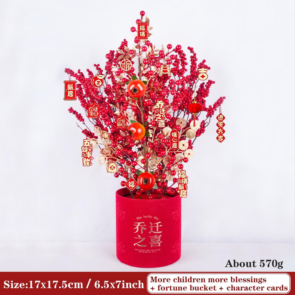 Uflower Lunar New Year Artificial flowers 2026 New Year Artificial Red Fruit Berry Pot Wedding Party Home Room Decorations