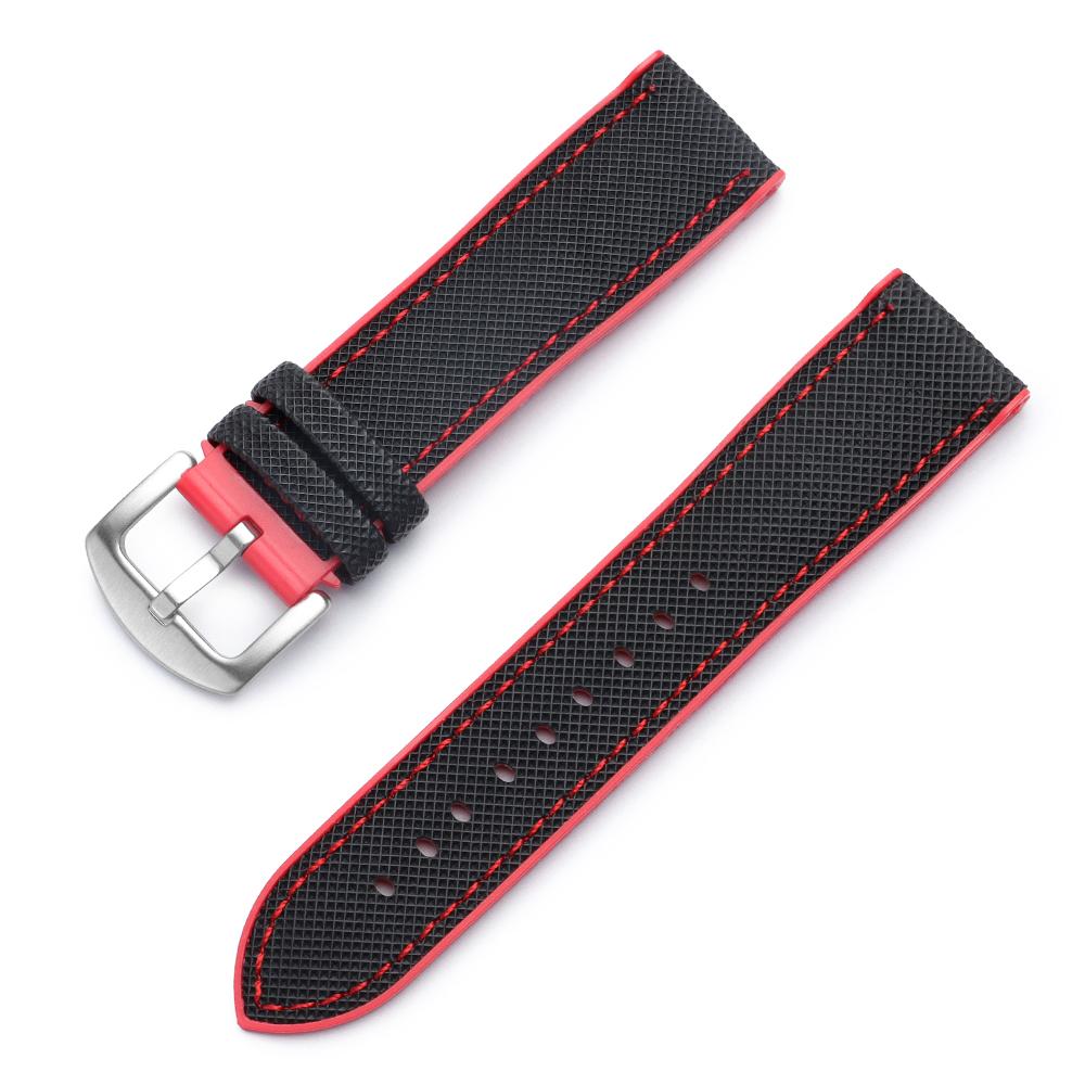 For Seiko Nylon Watch Band 18mm 20mm 21mm 22mm TPU Rubber Watch Strap Stitching Sports Handmade Wristbelt Men Women Bracelet