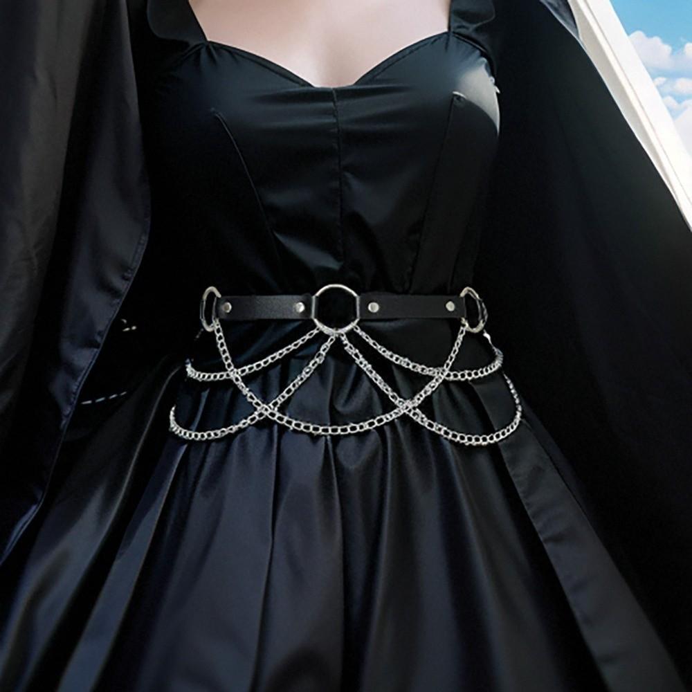 Mehrschichtige Damen-Hüftkette Verstellbare Metall-Hüftgürtel Hüftkorsett Kettengürtel Kette an Hosen
