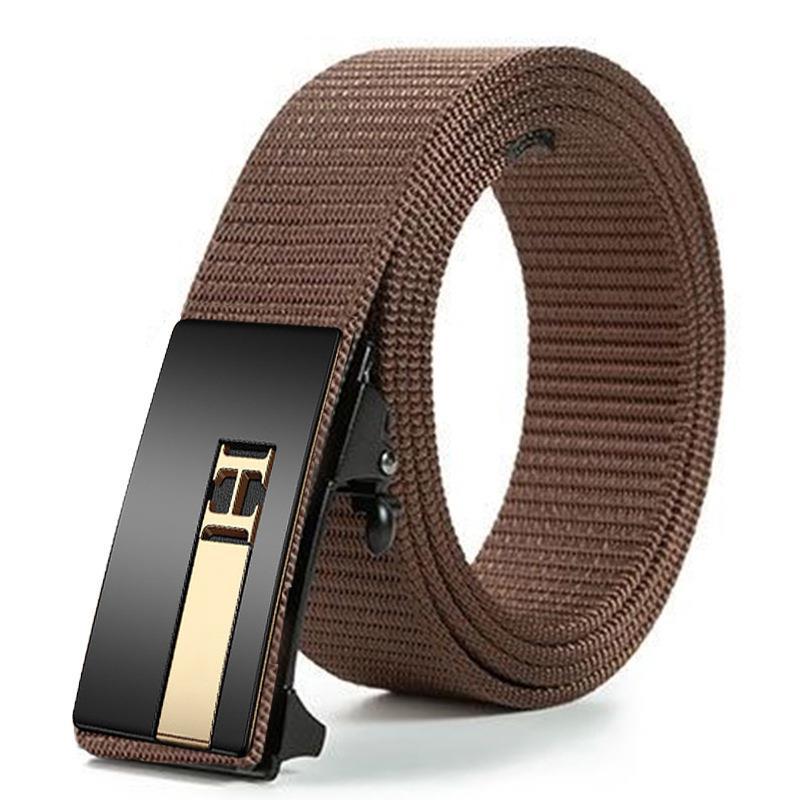 Men'S Toothless Automatic Buckle Woven Canvas Belt Belt Casual Nylon Tactical Pants Belt Military Training Outdoor Belt