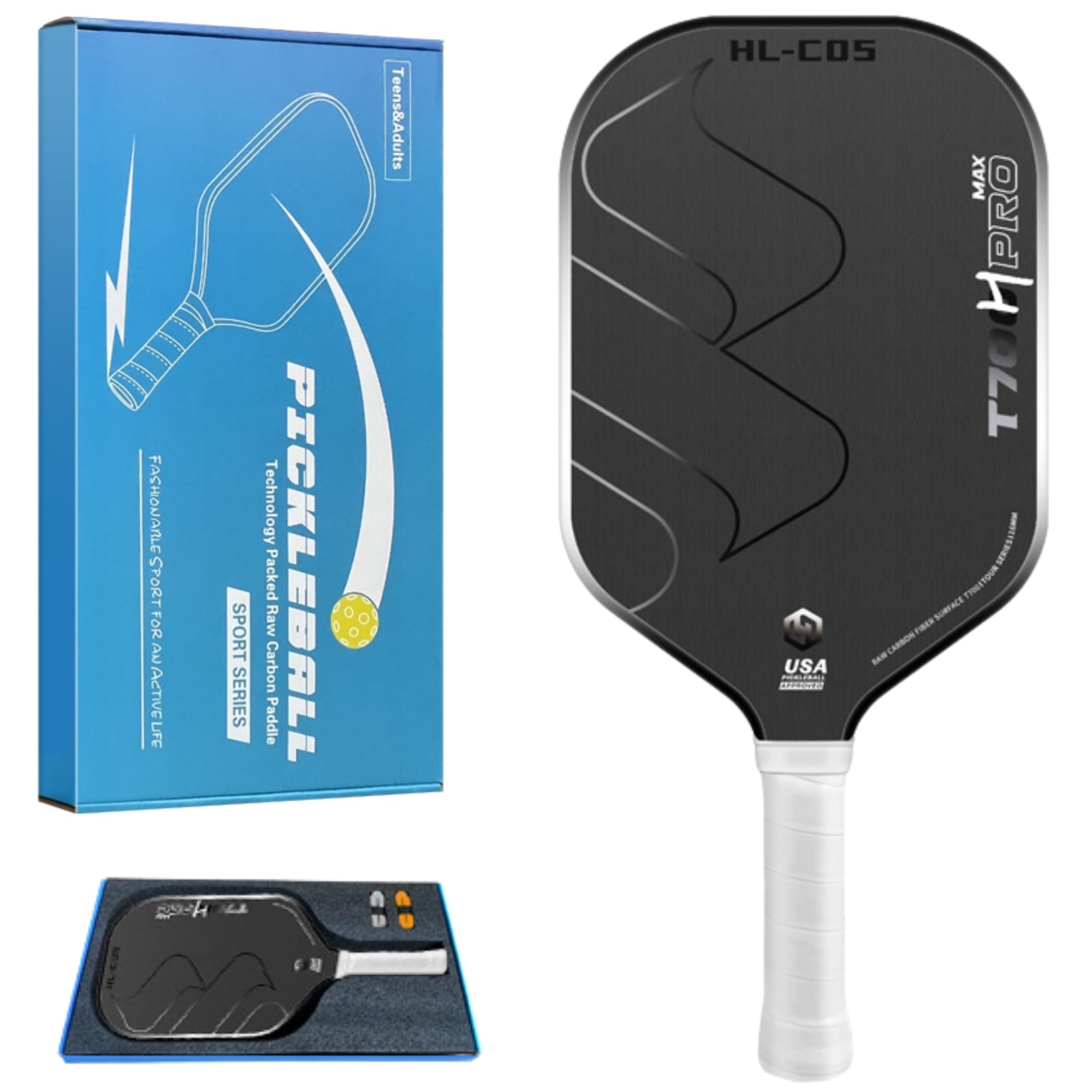 

COMFYIZM Carbon T700 Pickleball Paddle 16mm Honeycomb Core Spin-Focused Beginner to Intermediate Level Black