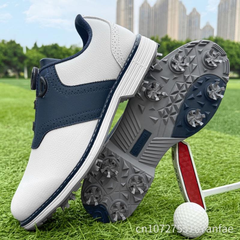 Men Professional Rotating Buckle Golf Shoes Outdoor Casual Sports Shoes Anti-Slip Golf Training Sneakers Adult Walking Footwears