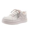 Milk White Thick Baseplate Shoes Women's Leather Surface 2025 Spring New Chic Niche Breathable Versatile Student Sports Little White Shoes