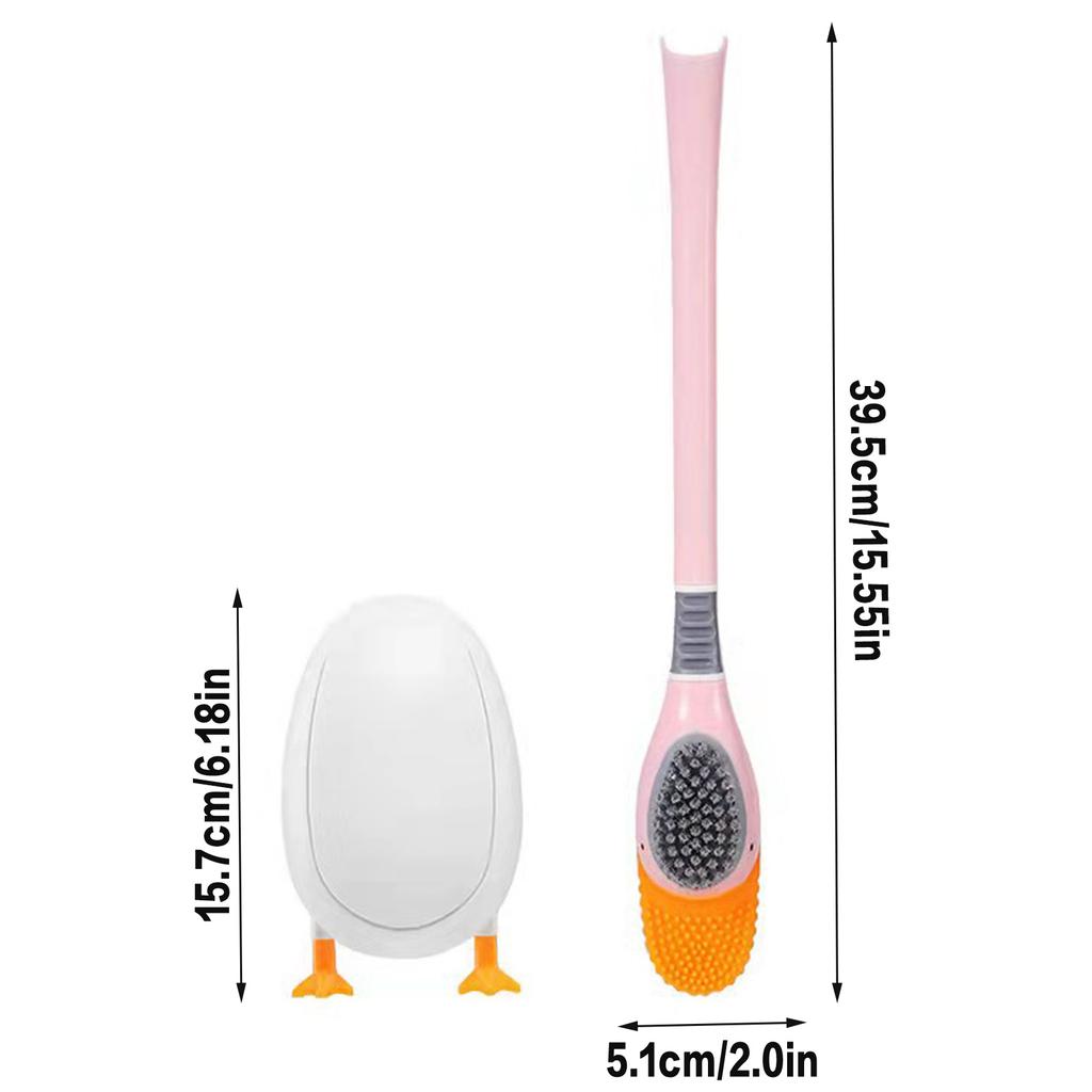 Diving Duck Toilet Brush Set Silicone Bathroom Toilet Brush and Bracket Set for Toilet Clean Lid Edge Clean