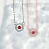Shining smart round pendant chain, niche design high-end colored diamond round main stone beating heart necklace
