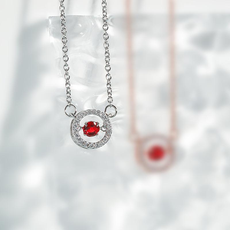 

Сияющая элегантная круглая цепочка с подвеской, нишевый дизайн, высококачественное ожерелье с цветным бриллиантом круглой формы в виде бьющегося сердца