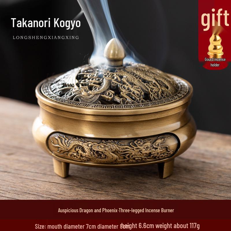 Antique Bronze Incense Burner for Indoor Use - Three-Legged Chinese Zen Aloeswood & Sandalwood Burner for Tea Ceremony & Aromatherapy.