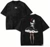 2026 My Dress-Up Darling Marin Kitagawa Black Washed Print T-shirt Oversized Cotton Casual Streetwear Tee For Fans