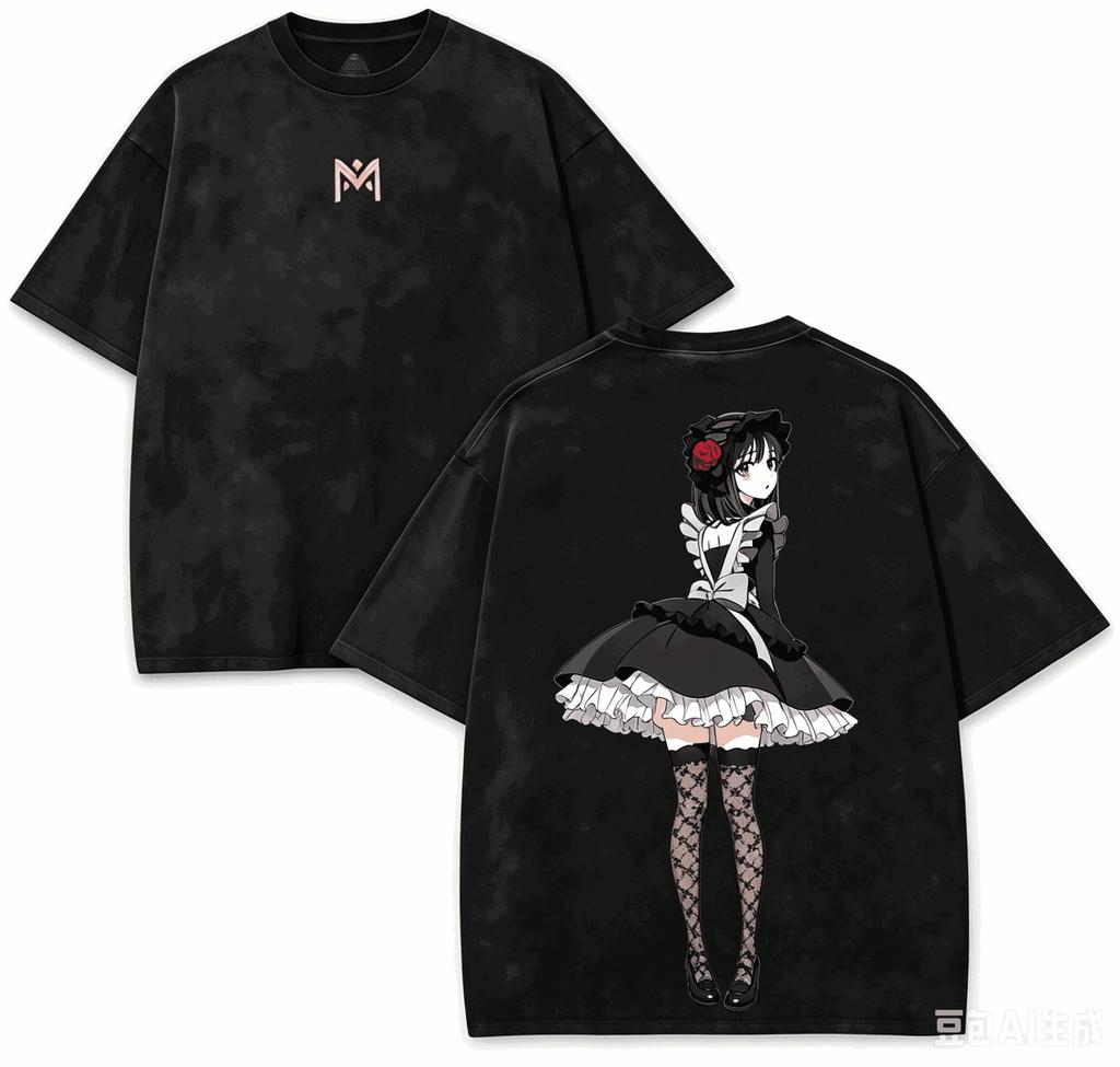 2026 My Dress-Up Darling Marin Kitagawa Black Washed Print T-shirt Oversized Cotton Casual Streetwear Tee For Fans
