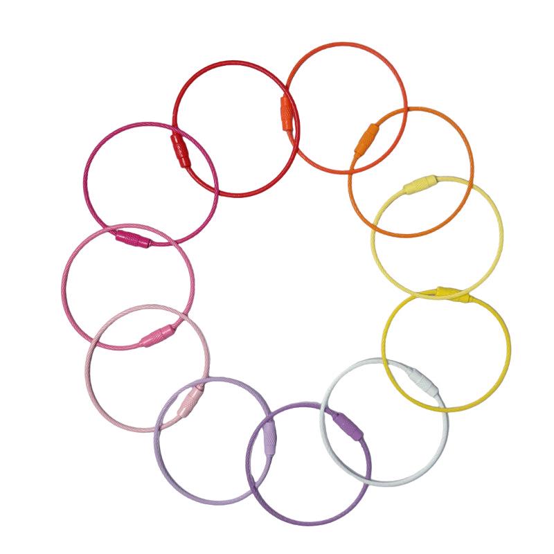 Colorful Baked Enamel Steel Wire Keychain Ring – DIY Cartoon Charm for Bags & Car Keys