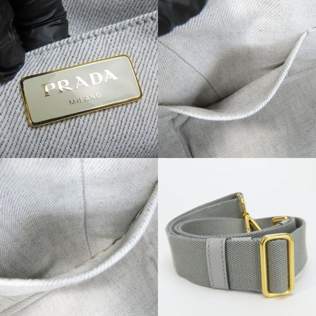 Used PRADA Handbag Canapa 1BG439 CANAPA canvas Bianco Light gray casual