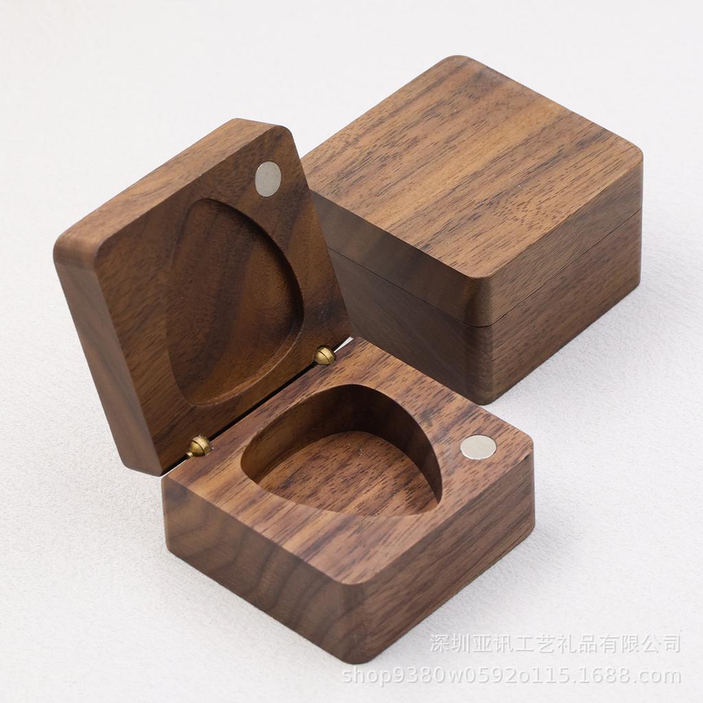 Solid Wood Black Walnut Guitar Pick Storage Box