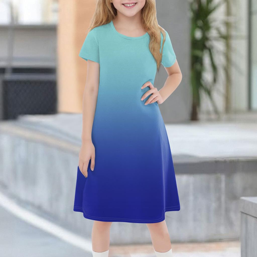 Children's Summer Short-sleeved Casual Fashion Round Neck Dress