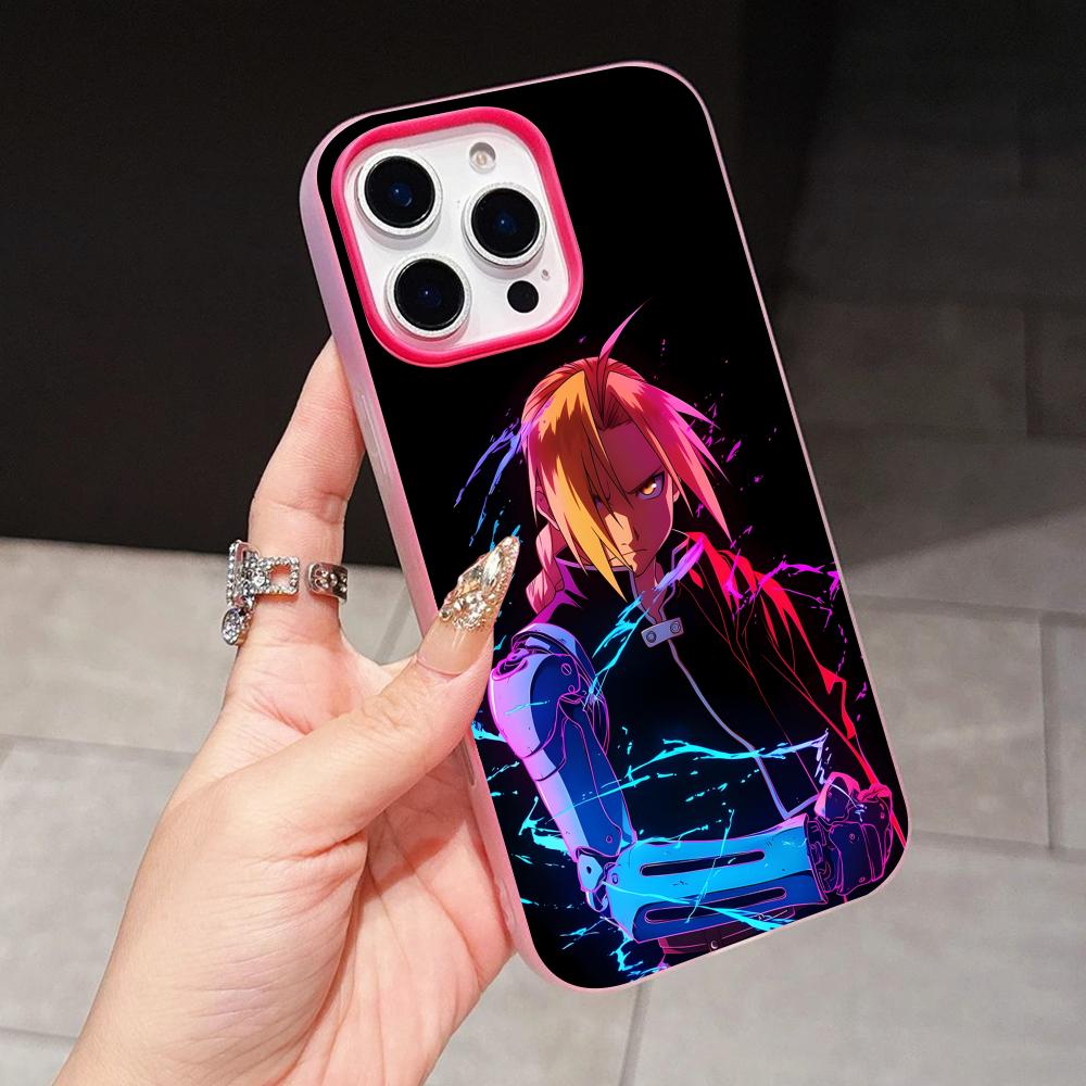 

Fullmetal Edward Elric Phone Case for iPhone 17 16 15 14 13 12 11 Air Pro Max Plus Jelly Double layer Rose Red Cover iPhone 15 Pro Max