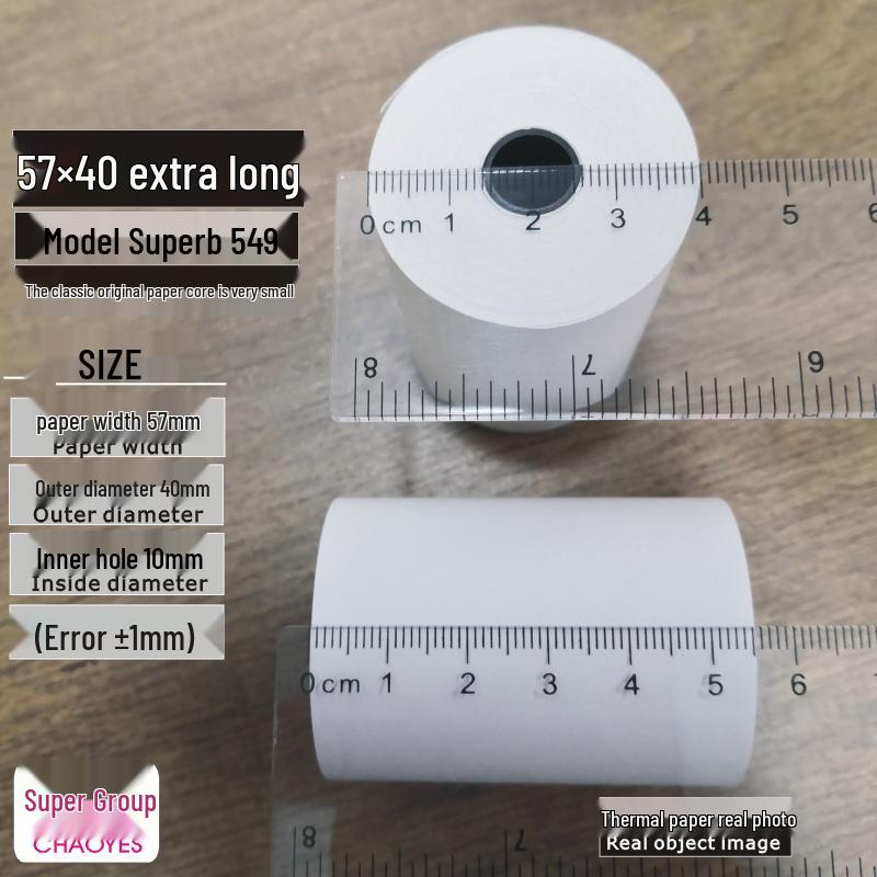 57x40 Thermal Receipt Paper Roll for Cash Registers - Suitable for Supermarkets & Shopping Malls