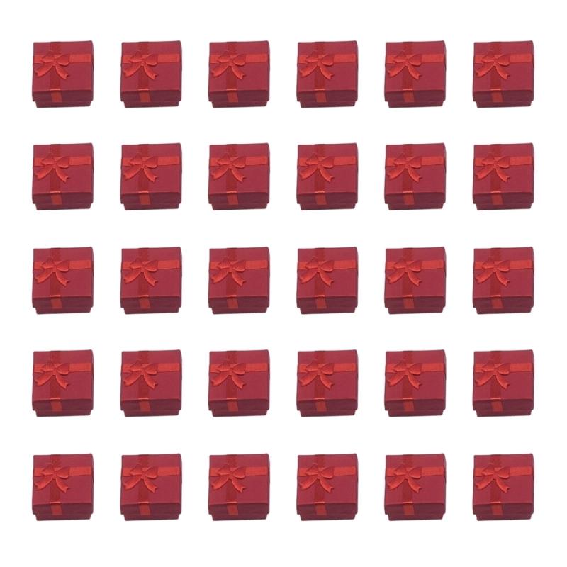 Pack of 30 Jewelry Gift Storage Boxes Small Cardboard Box with Lid and Bowknot for Rings Pendants Necklaces Earrings