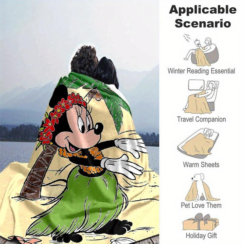 1pc Minnie Mouse Hawaiian Hula Girl Home Decor Throw Blanket Perfect for Couch, Bed, Travel