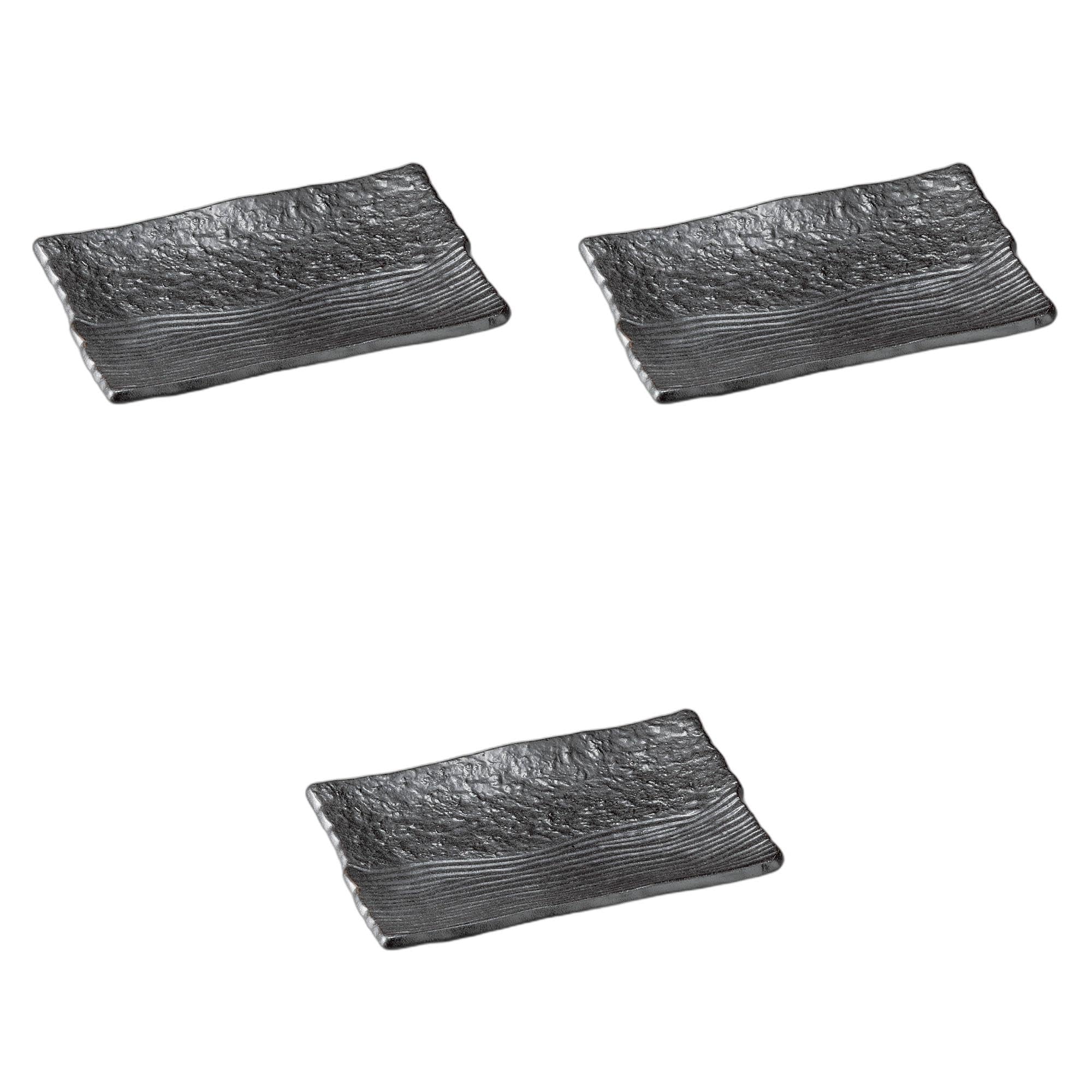 

Set of 3 Black Raku Pottery Plates x 14 x Pottery Setomonohonpo [20.7 2.6 cm] Plates, Ceramic,