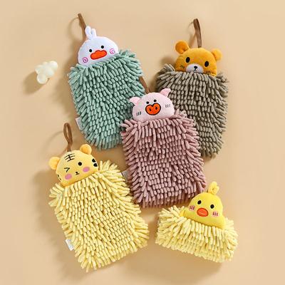 Chenille Hanging Towel Cartoon Cute Animal Soft Hand-Wiping Ball Towel Super Absorbent Hanging Wipes Athroom Kitchen Accessories