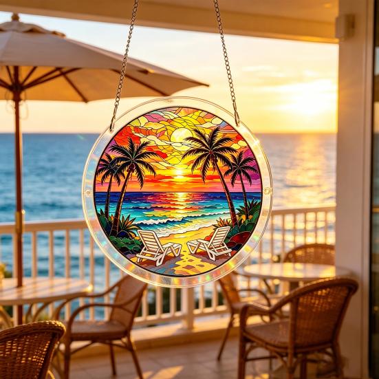 Acrylic Jigsaw Puzzle Suncatcher 83 Pcs DIY Puzzles Craft Kit for Adults Colorful Window Hanging Ornament for Women Men Home Garden Decor