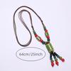 Ceramic Pendant Necklace Handmade Knotted Braided Rope Adjustable Long Sweater Chain Boho Vintage Ethnic Tribal Fashion Women Accessories Jewelry