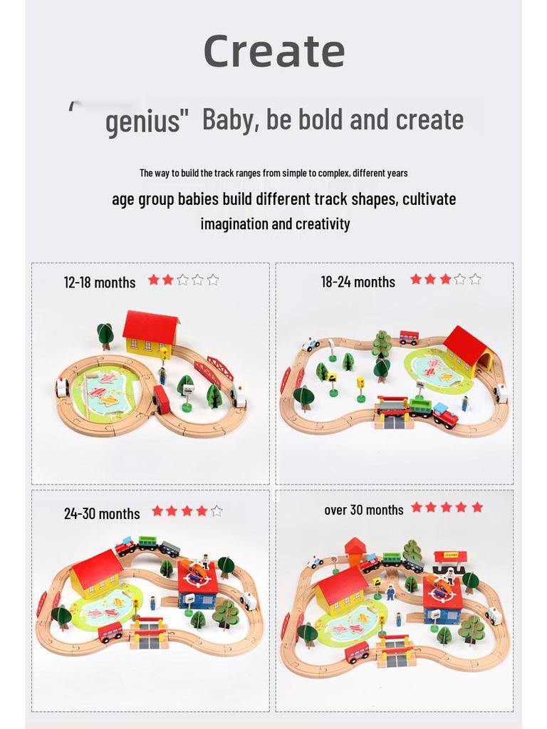 70-Piece Wooden Train Track Set for Ages 2-7: Interactive Educational Toy