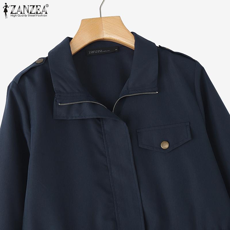 ZANZEA Womens Casual Long Sleeve Zipper Cardigan Thin Jackets