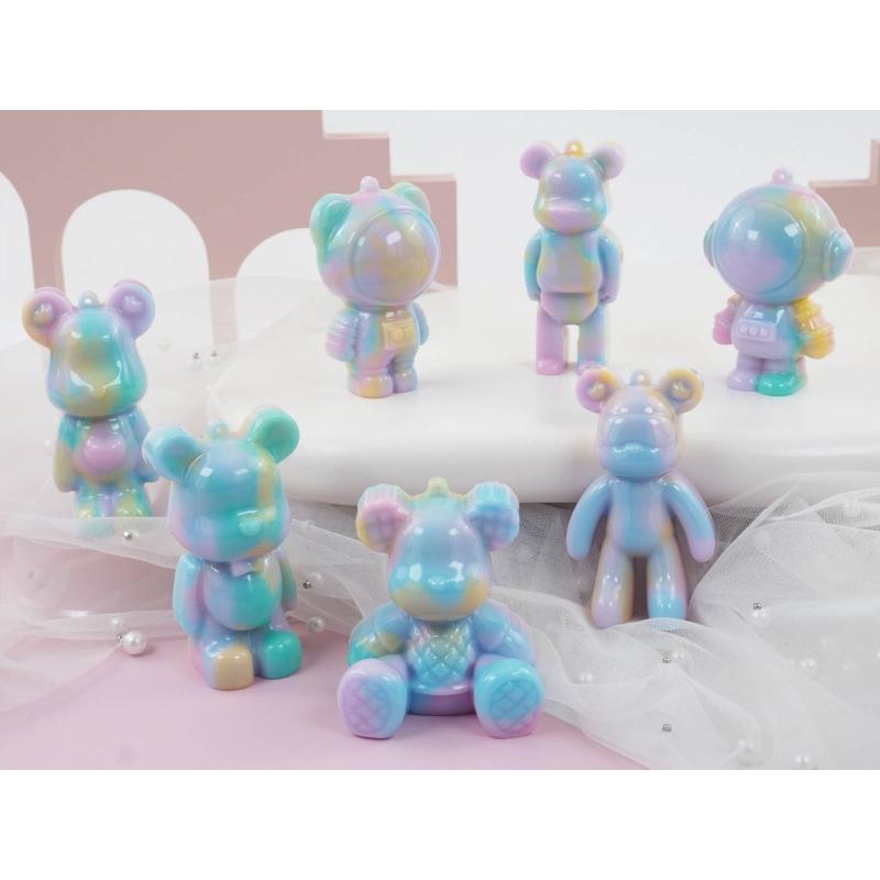 Glänzende Bär Astronaut Ornamente Silikon Epoxidharz Form DIY Schlüsselanhänger Anhänger Schmuck für Valentinstagsgeschenk Basteln