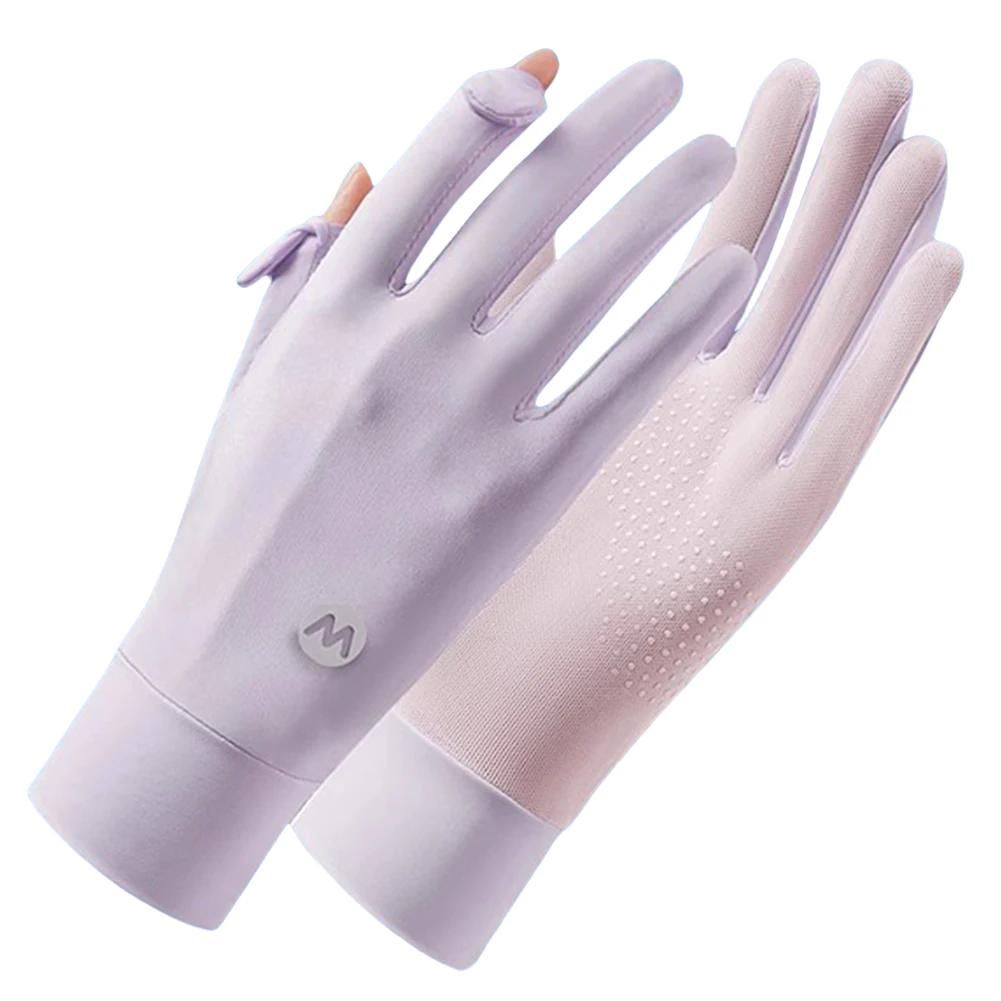 Women UV Sun Protection Gloves Breathable Touchscreen Sunblock Gloves Non Slip Ice Silk Cycling Gloves for Cycling Driving