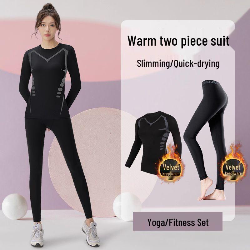 Women's Winter Quick-Dry Sports Suit: Plus Size Running & Yoga Set with High-Elastic Tight Top