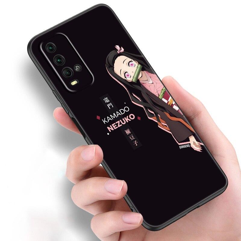 Anime Demon Slayer Nezuko Silicone Phone Case For Xiaomi Redmi Note 11 10 9 8 Pro 11T 10T 10S 9S 8T 9 9A 9C 9T Black Soft Cover