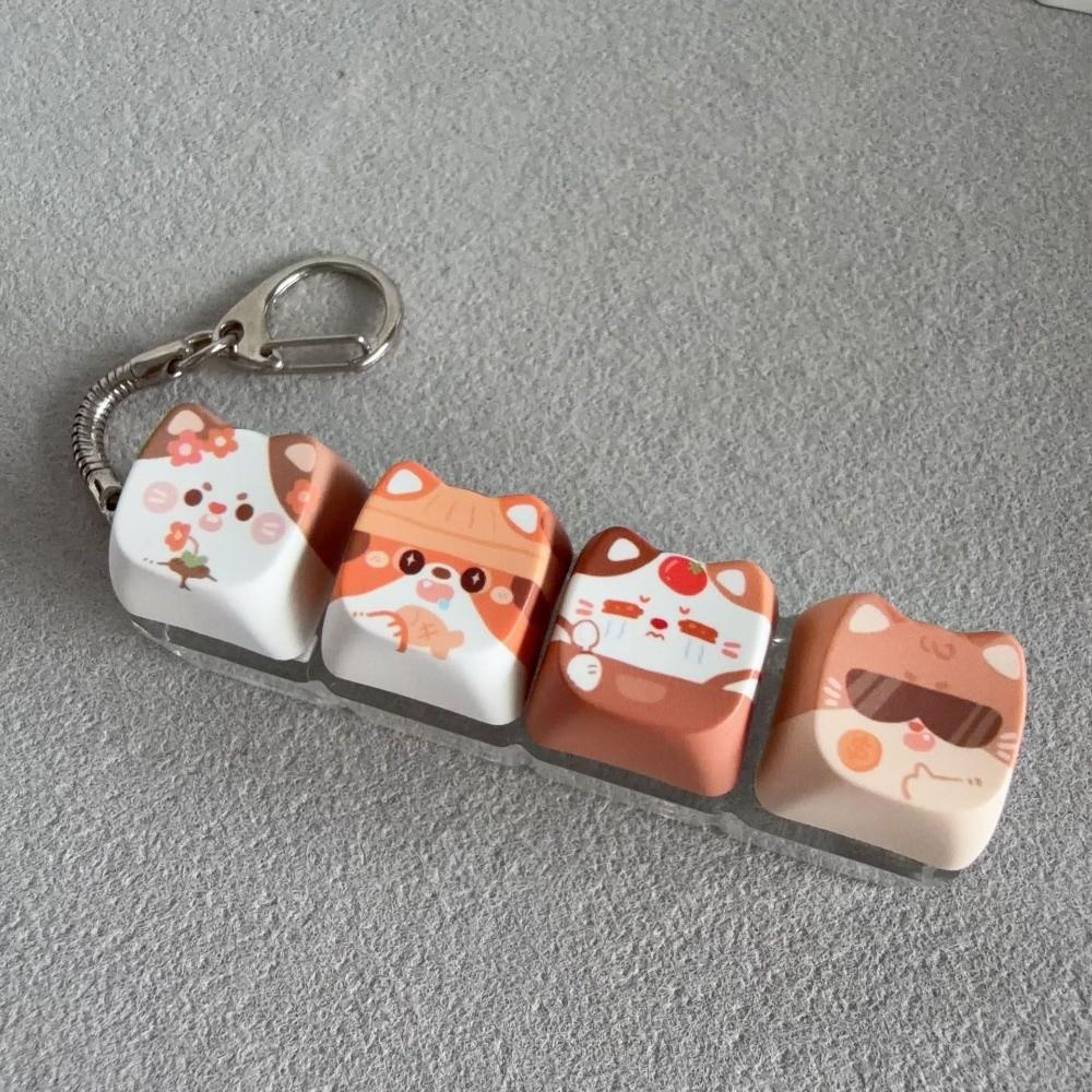 Finger-Tip Pressing Button Cat Fidget Clicker Keychain 4-Key Keycap Keychain Bag Charm