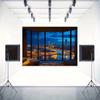 2D Modern Room Backdrop, Night City Skyline Window Scene Party & Live Background