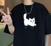 Damen T-Shirts T-Shirt Weiß für Damen Lässige Sommerkleidung Katze Anime Aufdruck Mode T-Shirts Damenbekleidung Mode
