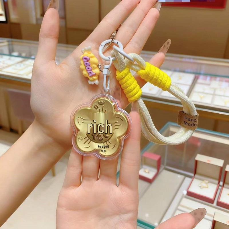 999 Pure Gold Flower Keyring Bag Charm - Perfect Gift for Best Friend or Girlfriend