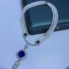 Sapphire Zirconia & Pearl Multi-Layer Necklace