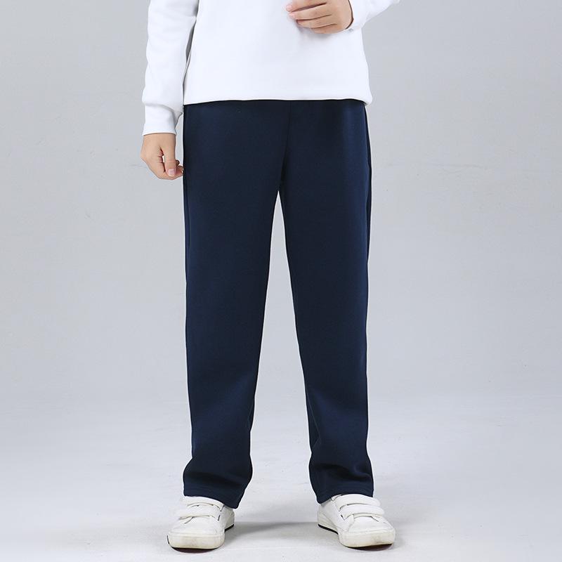 Children's Fleece-Lined Sweatpants: Dark Gray & Navy Blue School Uniform Pants